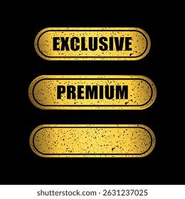 Gold Gradient Luxury Rubber Stamp Texture Premium, Exclusive, Empty Copy Space Label Icon Set Vector