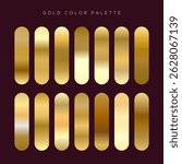 Gold Gradient Palette Set with Emerald Background Vector