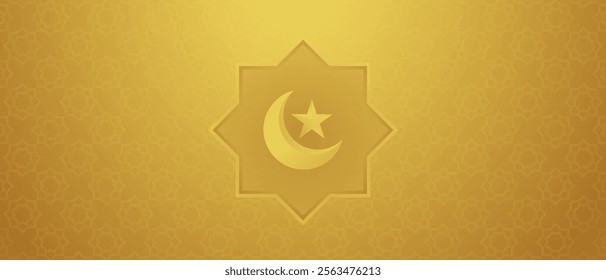 gold gradient pattern islamic background with ornament crescent moon vector illustration