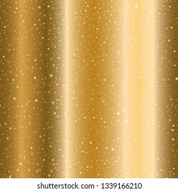 Gold gradient seamless pattern with golden stars. Vector image, eps 10
