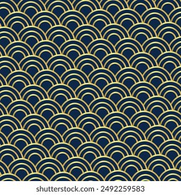 
Gold gradient semicircular pattern, vector. Navy blue background design style. Chinese, Japanese, Korean pattern. Moon and Mid Autumn festival.