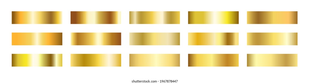 Juego de degradado de oro. Material de latón de aluminio dorado. Placa de papel de cobre. Borde amarillo brillante. Diseño de lujo para premios, medallas, ganancia. Marco de acero. Ilustración vectorial.