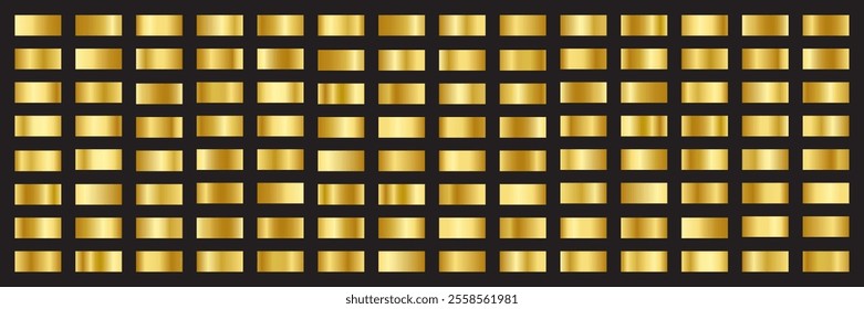 Gold gradient set. Gold metal. Gold background. Gold texture. 