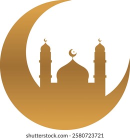 Gold Gradient Small Mosque with Crescent