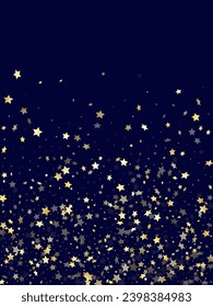 El fondo del vector del chispa del polvo de estrella de gradiente dorado. La estrella dorada brillante enciende elementos de polvo en la ilustración vectorial del cielo azul oscuro. El fondo de la explosión de estrellas de cumpleaños.