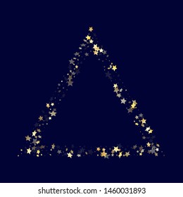 Gold gradient star dust sparkling triangle vector background. 