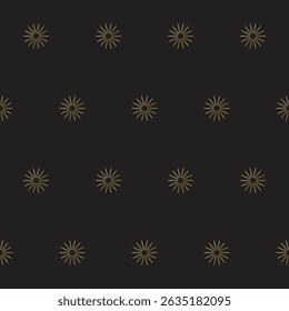 Gold Gradient Star on Black background. Christmas or New year Party Decoration. Outline Star Seamless Pattern background. Elegant Vintage Aesthetic Boho Textile Print. Wrapping Paper, Baby Wall Art 