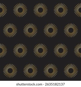 Estrela de Gradiente de Ouro no fundo preto. Decoração de Natal ou Ano Novo. Contornar o plano de fundo do padrão contínuo de estrela. Elegante Vintage estética Boho impressão têxtil. Papel de embrulho, arte da parede do bebê 