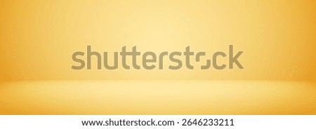 Gold gradient studio room design. Bright yellow podium concept wallpaper. Gold wall and floor surface backdrop for presentation, product showcase, mockup template. Vector empty shelf display backdrop