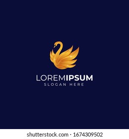 gold gradient swan logo template