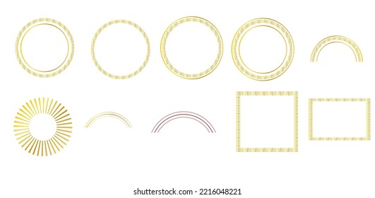 Gold Gradient Traditional Circle, Square Chinese Ornament Frame