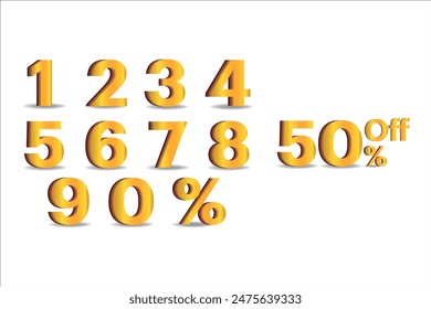 Gold gradient vector numbers count and discount.