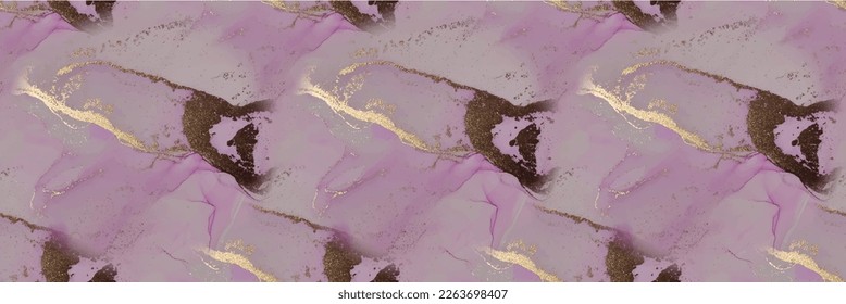 Gold Gradient Watercolor. Luxury Abstract Repeat. Marble Water Color. Floor Marble Background. Alcohol Ink Repeat. Gold Fluid Seamless Pattern. Pink Wall Tile. Pink Alcohol Ink. Lilac Background.