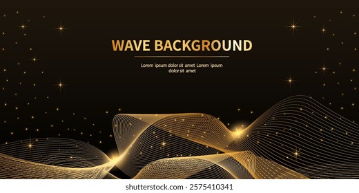 Gold Gradient Wave Curve Abstract Background On Black Background