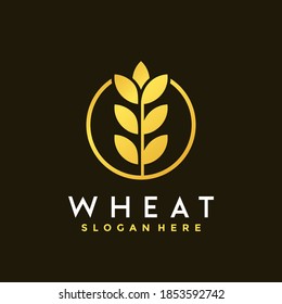 Gold Grain Flat Wheat logo Designs vector illustration