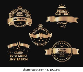 Gold grand opening emblems