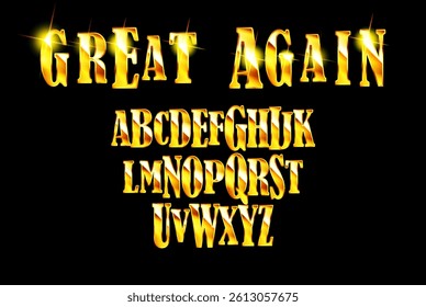 Gold Grand Opening text effect. Vector illustration