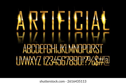 Gold Grand Opening text effect. Vector illustration