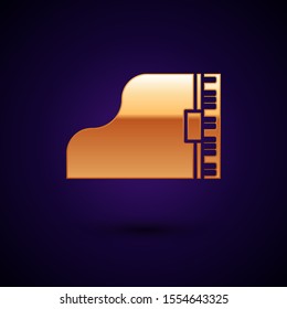 Gold Grand piano icon isolated on dark blue background. Musical instrument.  Vector Illustration
