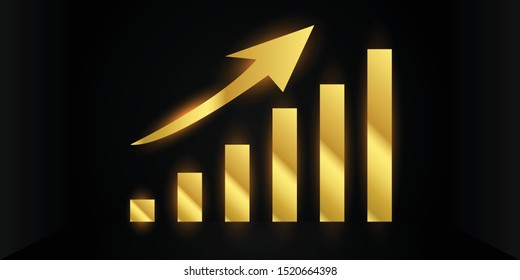 Gold graph on a black background