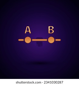 Gold Graph, schedule, chart, diagram, infographic, pie graph icon isolated on black background.  Vector Illustration