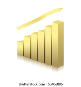 gold graph showing up arrow vector