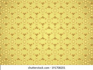 Gold Graphic flower in modern shape pattern on pastel background. Sweet and classic pattern style for vintage or cute design