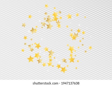 Gold Graphic Stars, Vector Transparent Background. Shining Effect for Wallpaper. Star Banner. Golden Decoration Glitter Border.