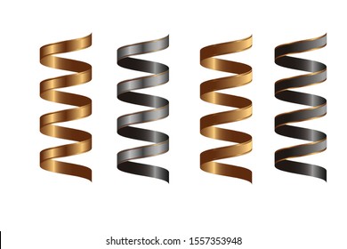 Gold and gray ribbon with border Vector vector illustration