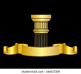 gold greece column and laurel wreath. eps10 vector illustration