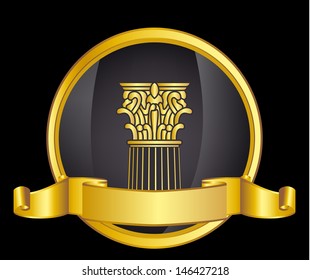 gold greece column and laurel wreath. eps10 vector illustration
