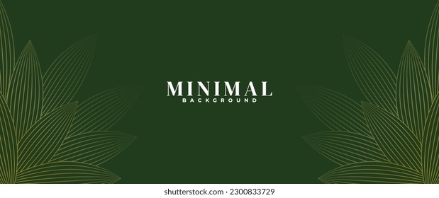 fondo de líneas de hoja abstractas de oro y verde