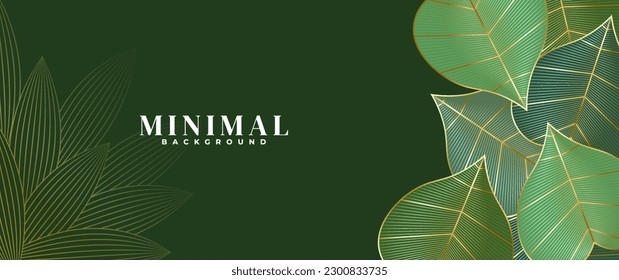 fondo de líneas de hoja abstractas de oro y verde
