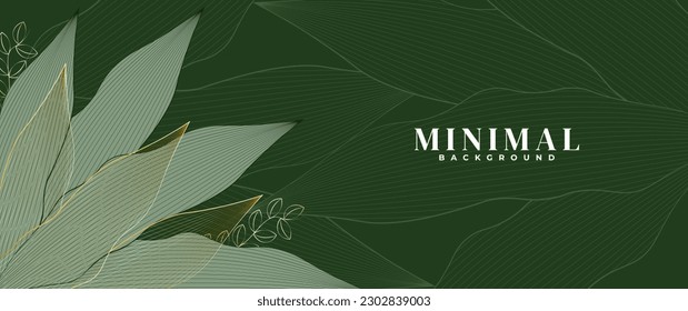 gold and green abstract leaf lines background