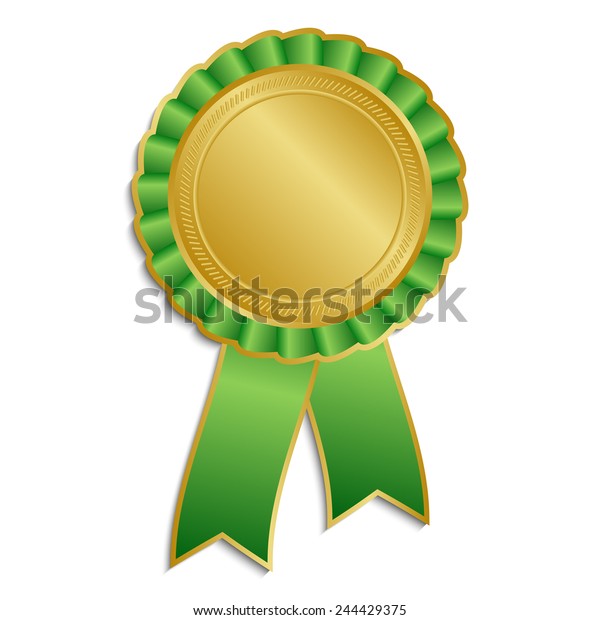 Gold Green Award Rosette Ribbon Stock Vector (Royalty Free) 244429375