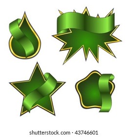 Gold, green labels. Design elements.