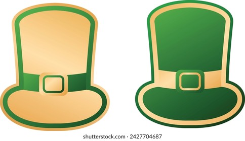 Gold and green leprechauns hat symbol illustration element for logo icon sign label greeting card template