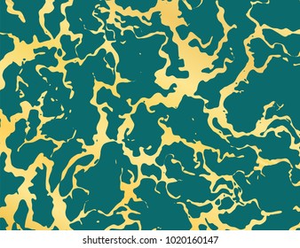 Gold and green marble texture. Vector background for cover, invitation, brochure, card.