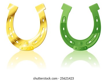 Gold & Green ornate Horseshoe, vector illustration