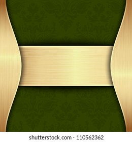 Gold and green template with place for text