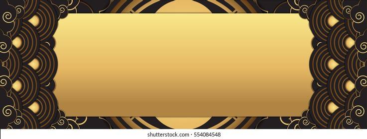 gold greeting card template Japanese pattern design