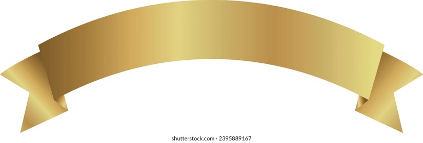 Gold greeting ribbon, layout for text, png isolated on transparent background.