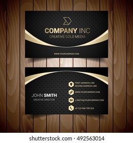 Gold And Grey Bordered Business Card