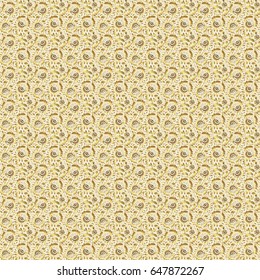 Gold grid on a beige background. Vector seamless pattern with golden elements.