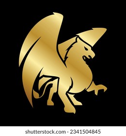 Gold Griffin mythical animal vector illustration