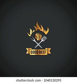 gold grill restaurant good beef vector