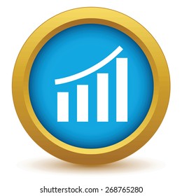 Gold growing graph icon on a white background. Vector illustration