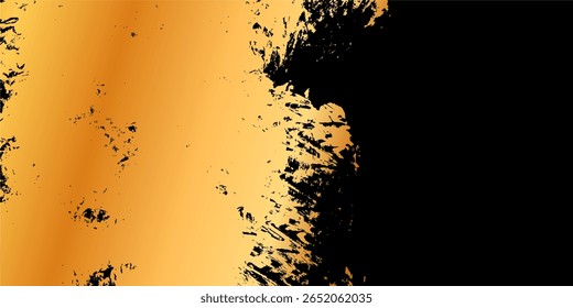 Gold grunge brush mark vector, combining rough texture with luxurious shimmer. Ideal for elegant distressed designs, opulent backgrounds, or unique artistic accents.