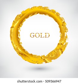 Gold grunge circle.Golden round shape.Vector template.
