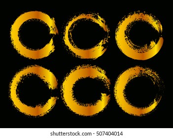 Gold grunge circles.Grunge round shapes.Vector template.